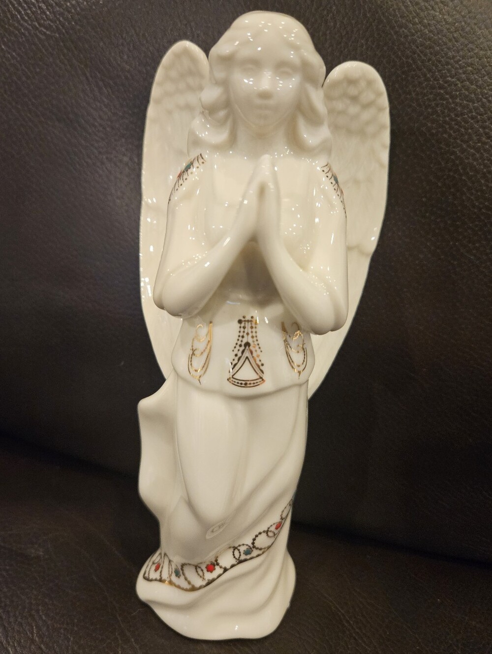 Lenox Jewel Collection Porcelain Praying Angel Figurine with Gold Accents